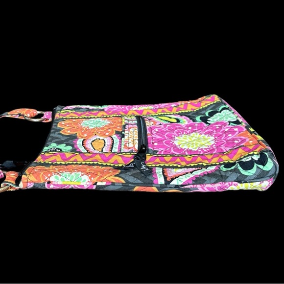 Vera Bradley Ziggy Zinnia Crossbody Purse Pink Orange Floral Chevron Retired - Picture 9 of 12